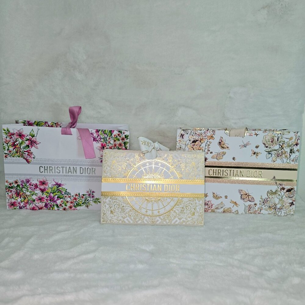 DIOR Gift Bags Floral Print Ribbon Collapsible